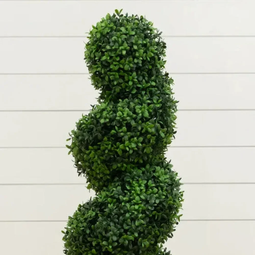 Nearly Natural Faux 4' UV Resistant Spiral Boxwood Topiary Tree